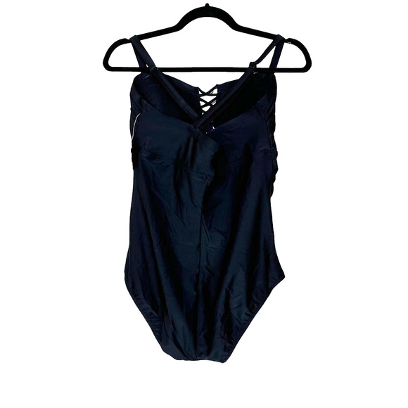 Torrid Lattice Ruched Front One Piece Swimsuit Black Plus Size 5X NWT - Picture 4 of 13